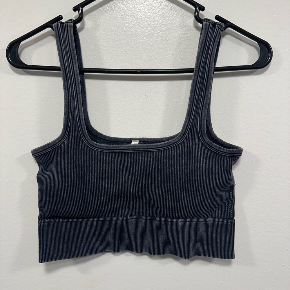 Zenana bra / bralette! Gray and black crop top with bra pads! Size L / XL